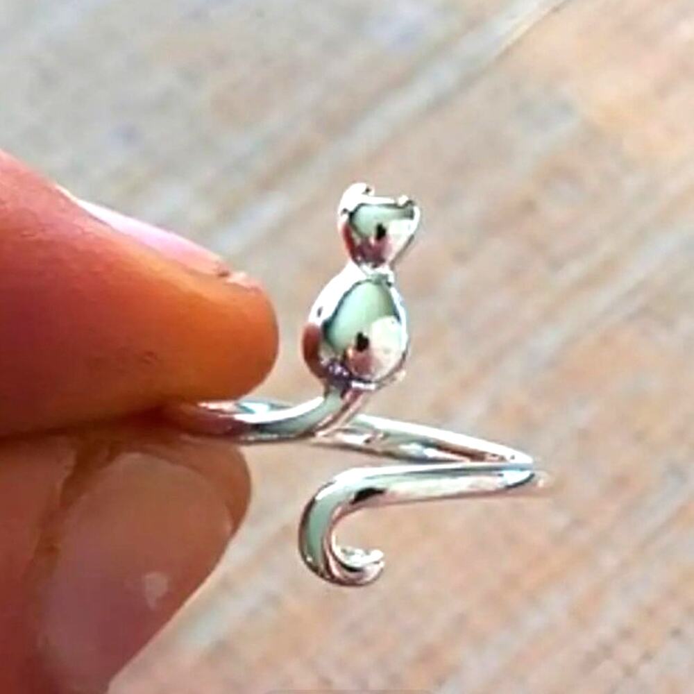 Silver Cat Ring Kitten Kitty Halloween Spooky Witch Christmas Birthday Gift NEW!